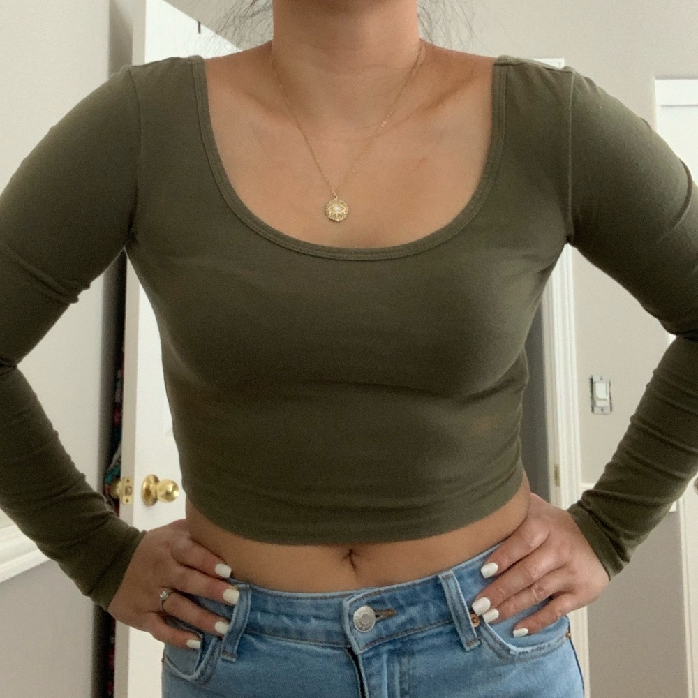 Olive green crop top